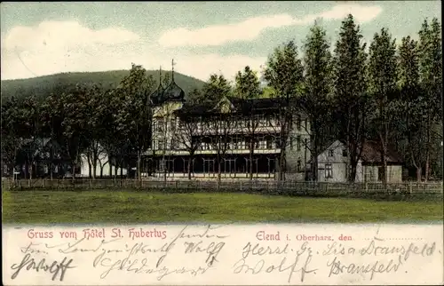 Ak Elend Oberharz am Brocken, Hotel St. Hubertus