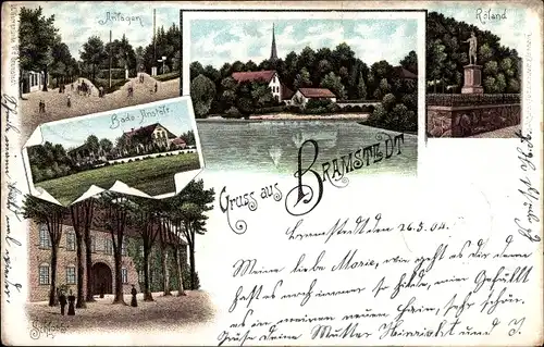 Litho Bad Bramstedt in Holstein, Roland, Badeanstalt, Anlagen, Schloss