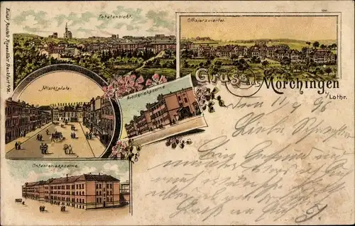 Litho Morhange Mörchingen Lothringen Moselle, Infanteriekaserne, Marktplatz, Offizierviertel