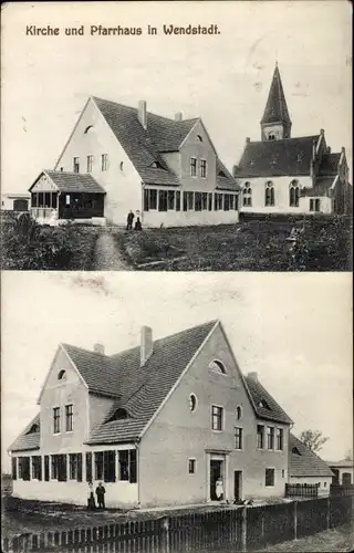 Ak Wągroda Wendstadt Polen, Kirche und Pfarrhaus