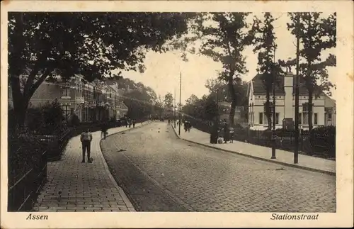 Ak Assen Drenthe Niederlande, Stationstraat