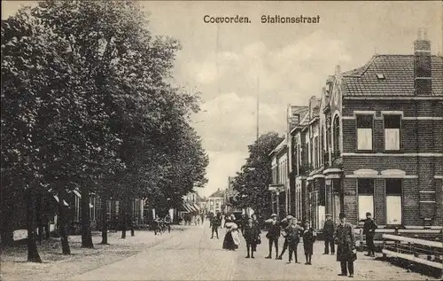 Ak Coevorden Drenthe Niederlande, Stationsstraat