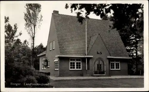 Ak Borger Drenthe Niederlande, Landbouwschool