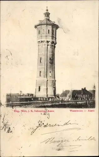 Ak Assen Drenthe Niederlande, Watertoren, Wasserturm