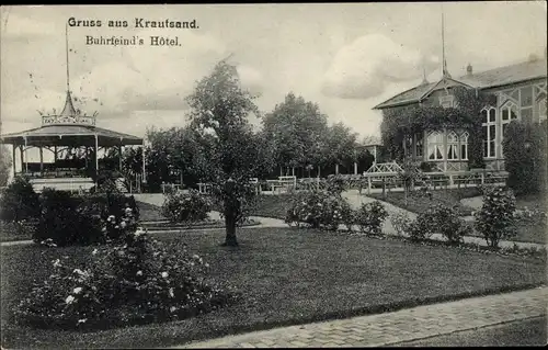 Ak Elbinsel Krautsand Drochtersen im Kreis Stade, Buhrfeind's Hotel