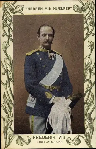 Passepartout Ak Frederik VIII, König von Dänemark, Portrait in Uniform