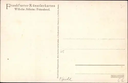 Künstler Ak Altheim, Wilhelm, Feierabend, Mann mit Pferden