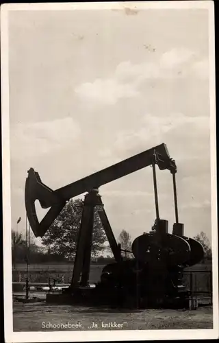 Ak Schoonebeek Drenthe Niederlande, "Ja knikker", Erdöl Bohrturm