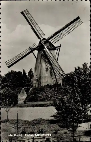 Ak Ede Gelderland Niederlande, Molen Stationsweg