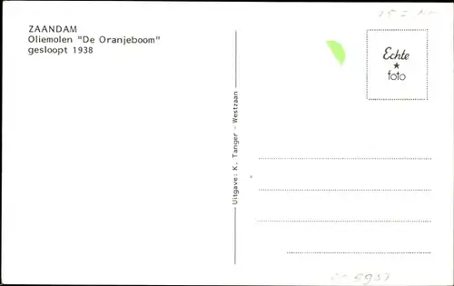Ak Zaandam Zaanstad Nordholland, Oliemolen De Oranjeboom