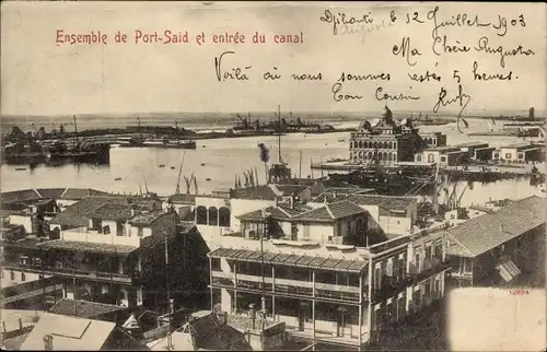 Ak Port Said Ägypten, Teilansicht, Entrée du canal
