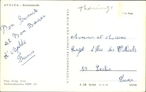 Ak Apolda in Thüringen, Bahnhofstraße
