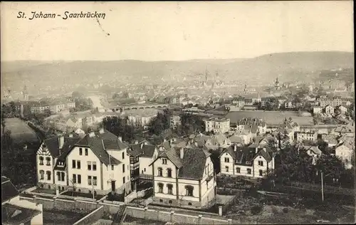 Ak St. Johann Saarbrücken im Saarland, Blick auf den Ort aus der Vogelschau
