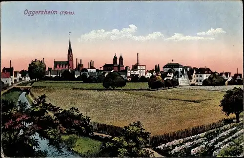 Ak Oggersheim Ludwigshafen am Rhein Rheinland Pfalz, Blick auf den Ort