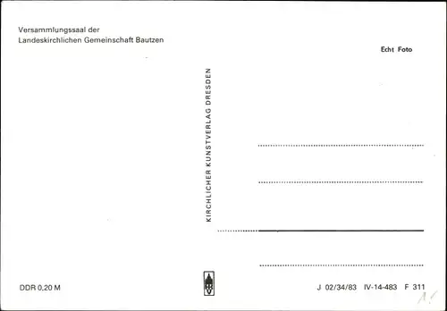 Ak Bautzen in der Oberlausitz, Versammlungssaal der Landeskirchlichen Gemeinschaft