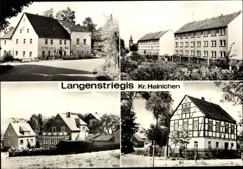 Ak Langenstriegis Frankenberg in Sachsen, Dorfklub, Fachwerkhaus, Wohnhäuser