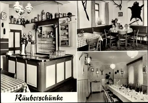 Ak Hartha Oederan Sachsen, Räuberschenke, Innenansicht, Bar, Speisesaal