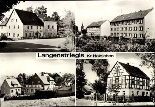 Ak Langenstriegis Frankenberg an der Zschopau, Dorfklub, Fachwerkhaus, Wohnhäuser