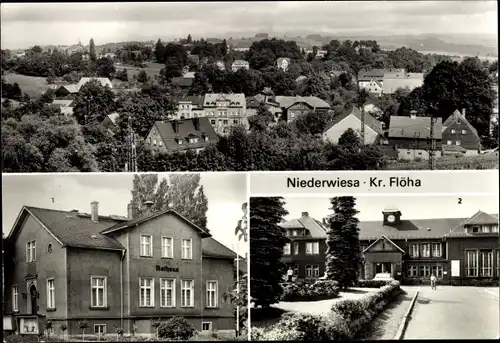 Ak Niederwiesa Sachsen, Rathaus, Bahnhof