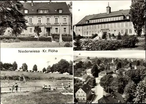 Ak Niederwiesa Sachsen, Freibad und Campingplatz, HO-Gaststätte Brauhof, Wilhelm-Pieck Oberschule