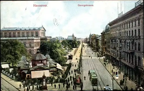 Ak Hannover in Niedersachsen, Georgstraße, Tram