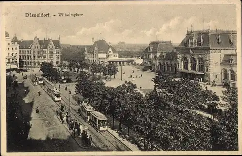 Ak Düsseldorf, Wilhelmplatz, Straßenbahn