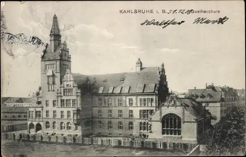 Ak Karlsruhe in Baden, Goetheschule