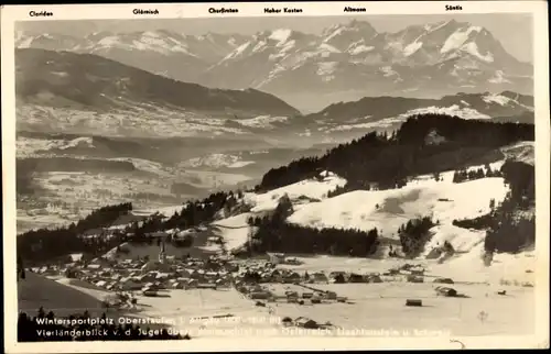 Ak Oberstaufen im Allgäu, Vierländerblick, Winter