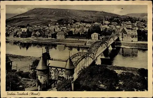 Ak Traben Trarbach an der Mosel, Panorama vom Ort, Brücke