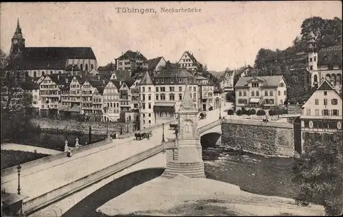Ak Tübingen am Neckar, Neckarbrücke, Kutsche
