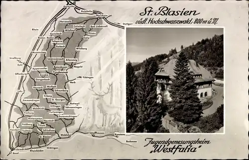 Landkarten Ak Sankt Blasien im Schwarzwald, Jugendgenesungsheim Westfalia