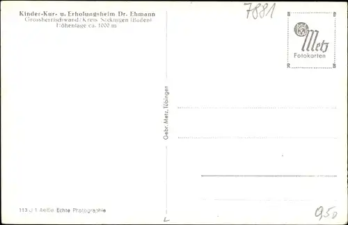 Ak Großherrischwand Herrischried am Hotzenwald, Kinder-Kur- u. Erholungsheim Dr. Ehmann, Panorama