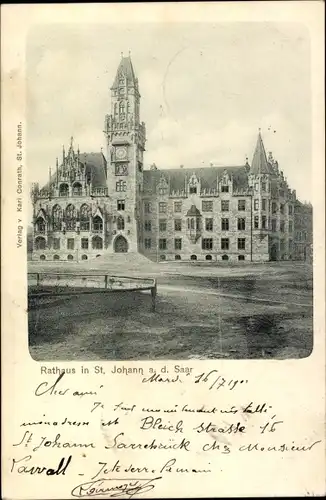 Ak St. Johann Saarbrücken im Saarland, Rathaus