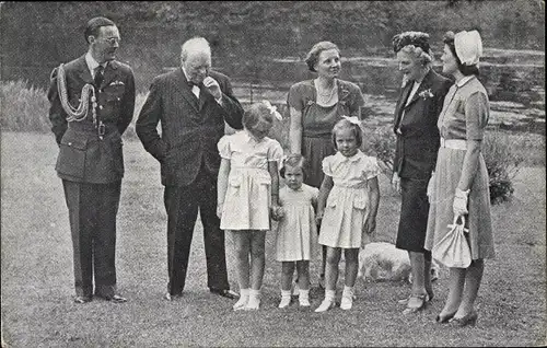 Ak Soestdijk Utrecht, Churchill mit Frau, Königin Juliana der Niederlande, Bernhard, Töchter