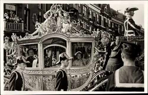 Ak Königin Juliana der Niederlande, Goldene Kutsche, 6 September 1948