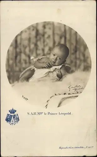 Ak Prinz Leopold von Belgien, Portrait als Baby