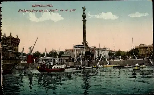 Ak Barcelona Katalonien Spanien, Embarcadero de la Puerta de la Paz