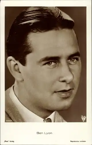 Ak Schauspieler Ben Lyon, Portrait, Ross Verlag 4579/1