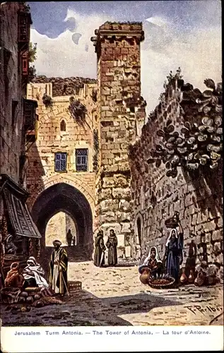 Künstler Ak Perlberg, F., Jerusalem Israel, Turm Antonia
