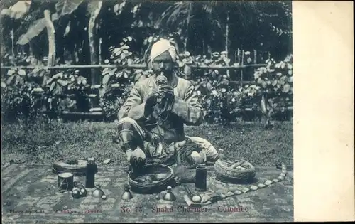 Ak Colombo Ceylon Sri Lanka, Snake Charmer, Schlangenbeschwörer