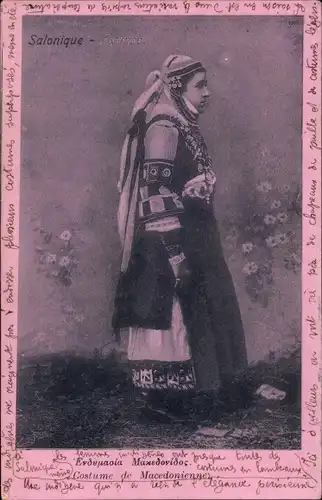 Ak Costume de Macedonienne, Frau in mazedonischer Tracht