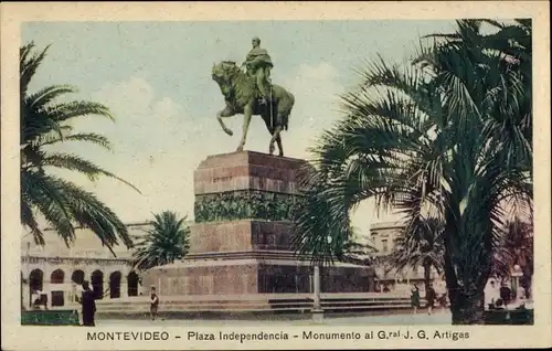 Ak Montevideo Uruguay, Plaza Independencia, Monumento