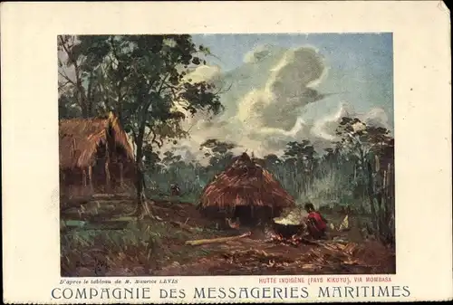 Künstler Ak Levis, Maurice, Mombasa Kenia, Hutte Indigene