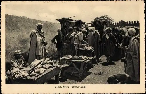 Ak Marokko, Bouchers Marocains, Marktszene, Fleischer