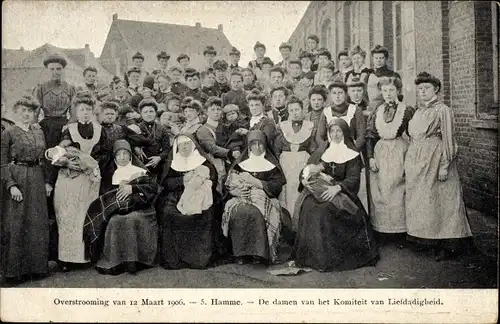 Ak Hamme Ostflandern, Inondations de Mars 1906, Overstroomingen, De damen van het Komiteit