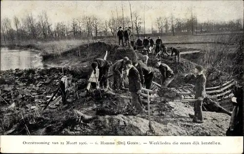 Ak Hamme Ostflandern, Drij Goten, Inondations de Mars 1906, Overstroomingen