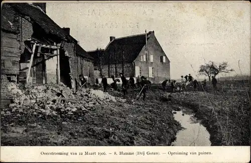 Ak Hamme Ostflandern, Overstrooming van 12 Maart 1906, Opruiming van puinen