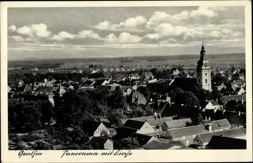 Ak Genthin am Elbe Havel Kanal, Panorama mit Kirche