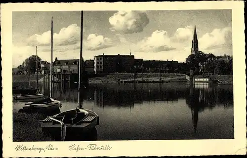 Ak Wittenberge an der Elbe Prignitz, Hafen, Fährstelle