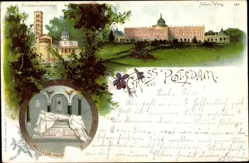 Litho Potsdam in Brandenburg, Friedenskirche, Neues Palais, Mausoleum